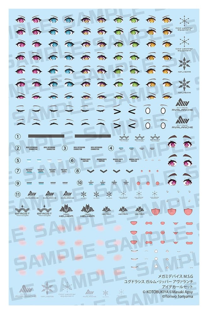 Megami Device M.S.G. accessoire pour figurines Plastic Model Kit Yggdrasis Garm Ripper Avalanche Eye Decal Set