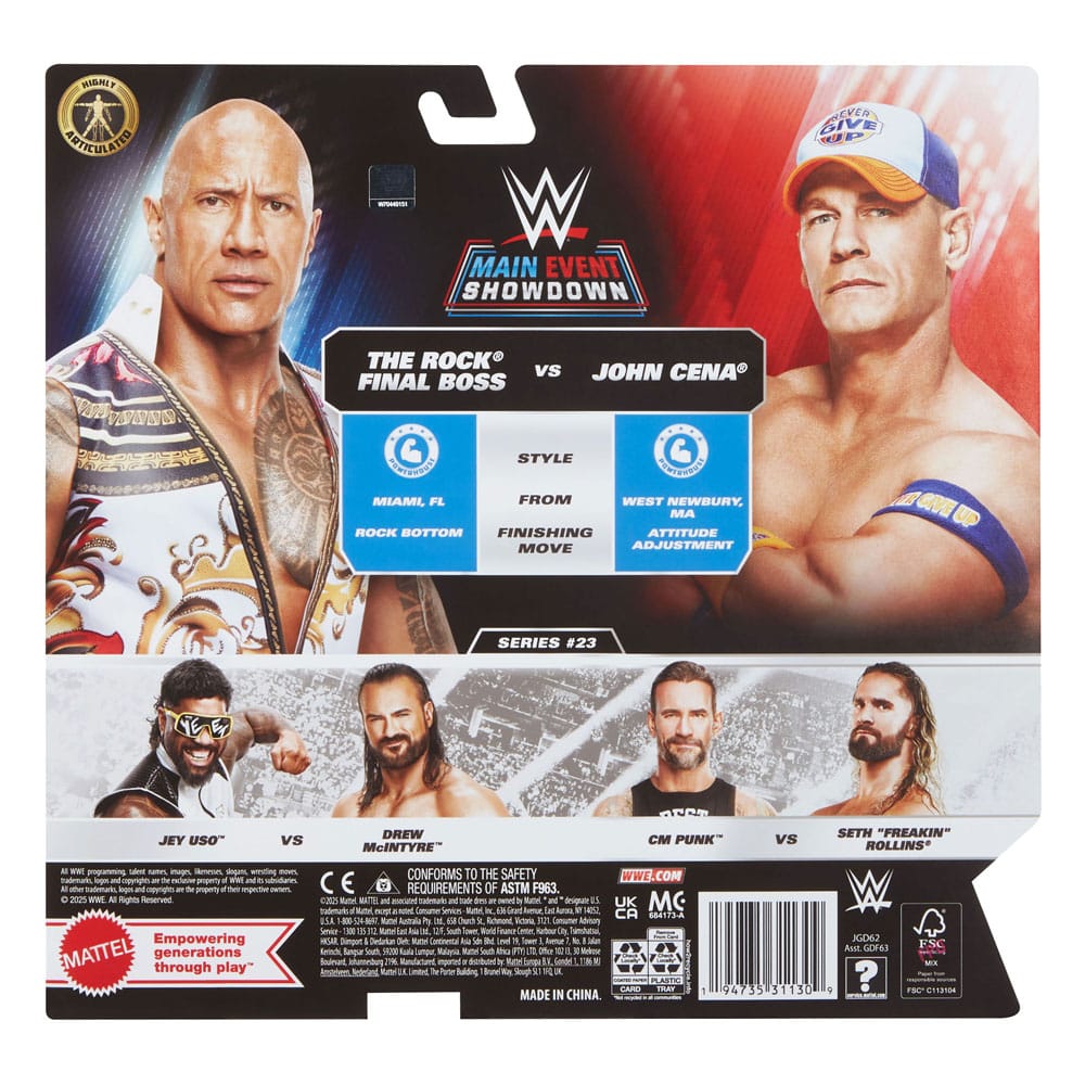 WWE Main Event Showdown figurines The Rock Final Boss vs John Cena 2-Pack 15 cm