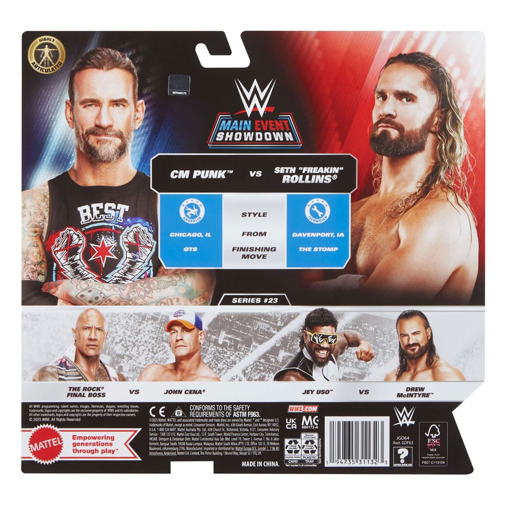 WWE Main Event Showdown figurines CM Punk vs Seth "Freakin" Rollins 2-Pack 15 cm