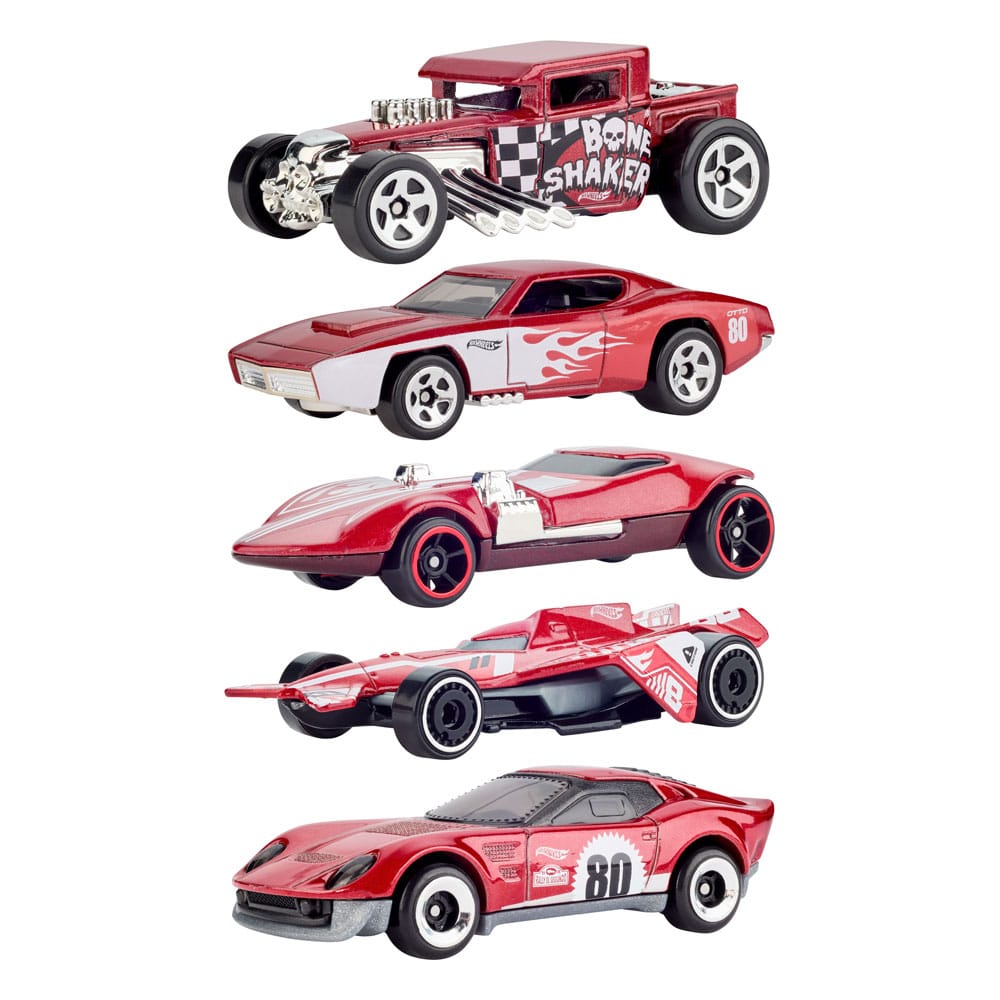 Hot Wheels pack 5 véhicules métal 1/64 80th Anniversary