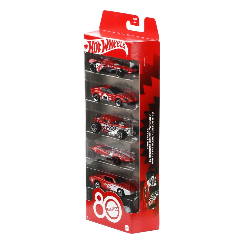 Hot Wheels pack 5 véhicules métal 1/64 80th Anniversary