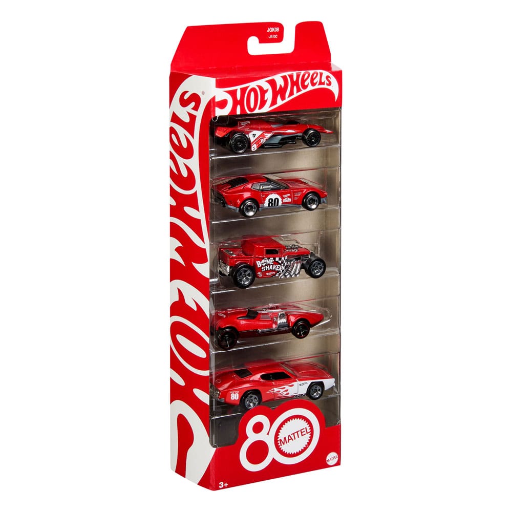 Hot Wheels pack 5 véhicules métal 1/64 80th Anniversary