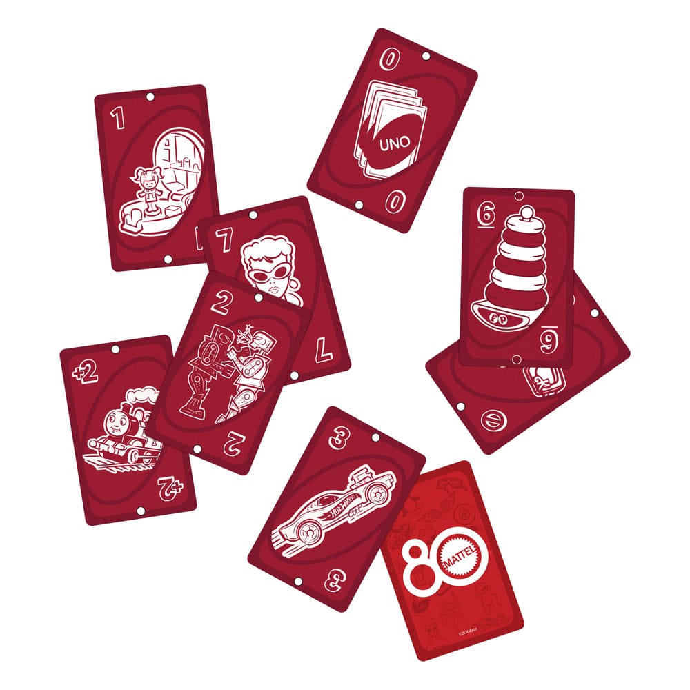 Mattel 80th Anniversary UNO jeux de cartes Ruby Red