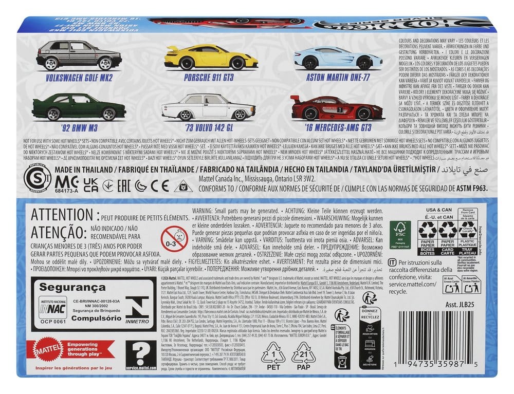 Hot Wheels Silver Series pack 6 véhicules Die-Cast 1/64 Euro Style
