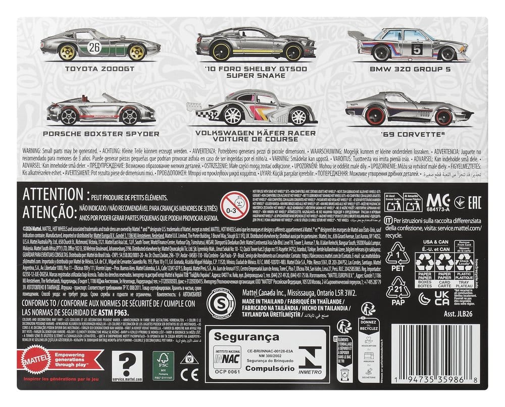 Hot Wheels Silver Series pack 6 véhicules Die-Cast 1/64 ZAMAC
