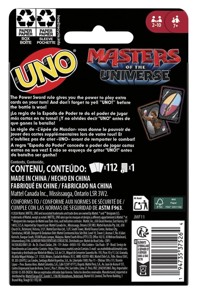 Masters of the Universe 2026 Movie UNO Jeu de cartes