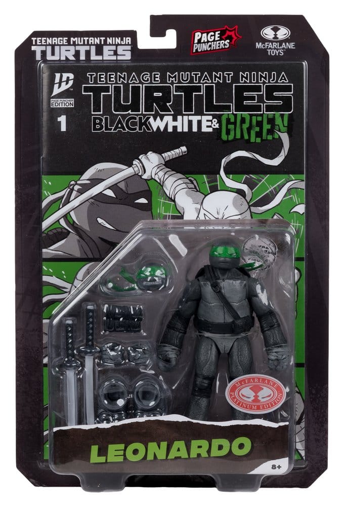 Tortues Ninja Page Punchers figurine Leonardo (Black White & Green) (Red Platinum Edition) 13 cm