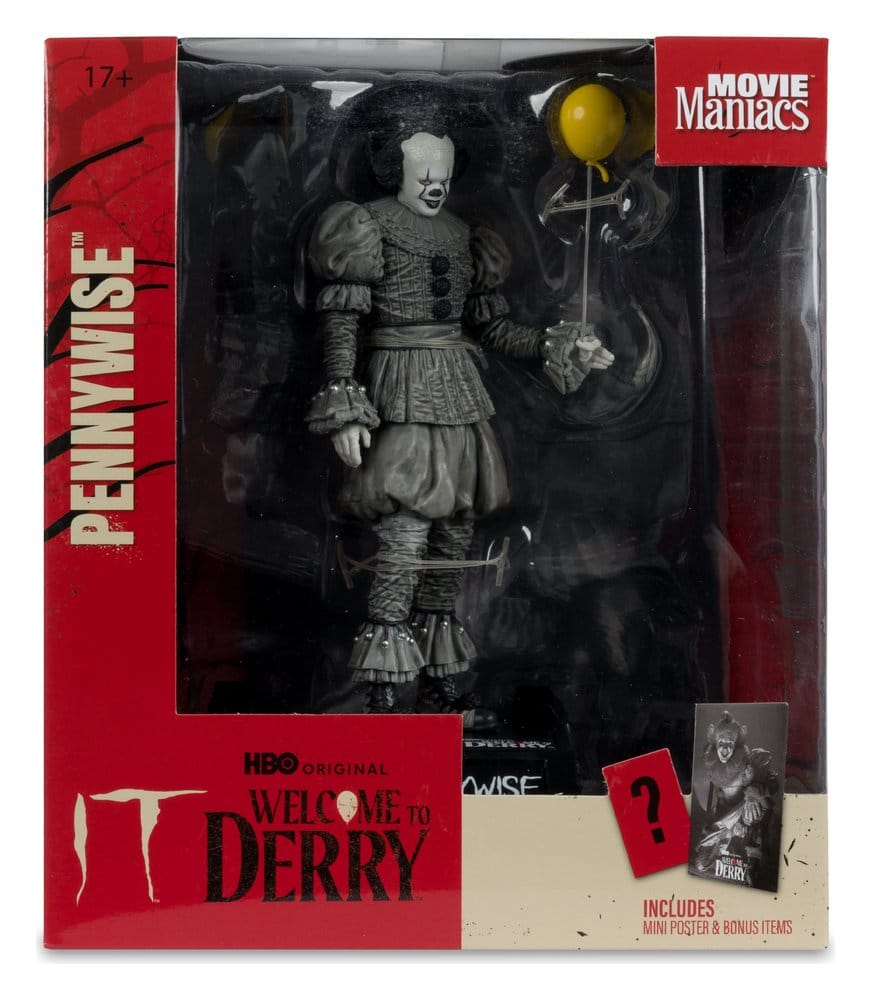 Ça Welcome to Derry Movie Maniacs figurine Pennywise (Black & White) 16 cm
