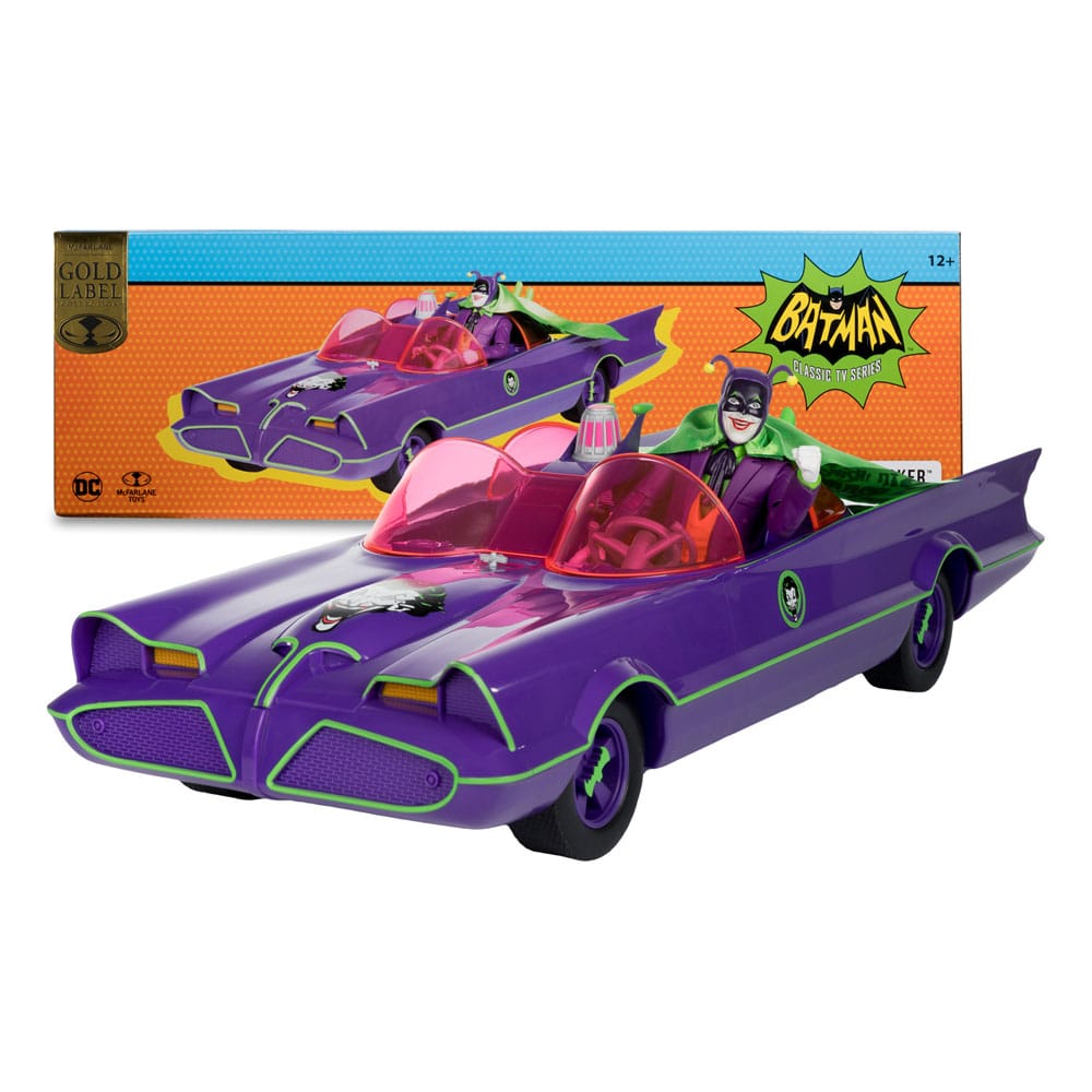DC Retro figurine avec voiture Batman 66 Batmobil with Joker (Gold Label)