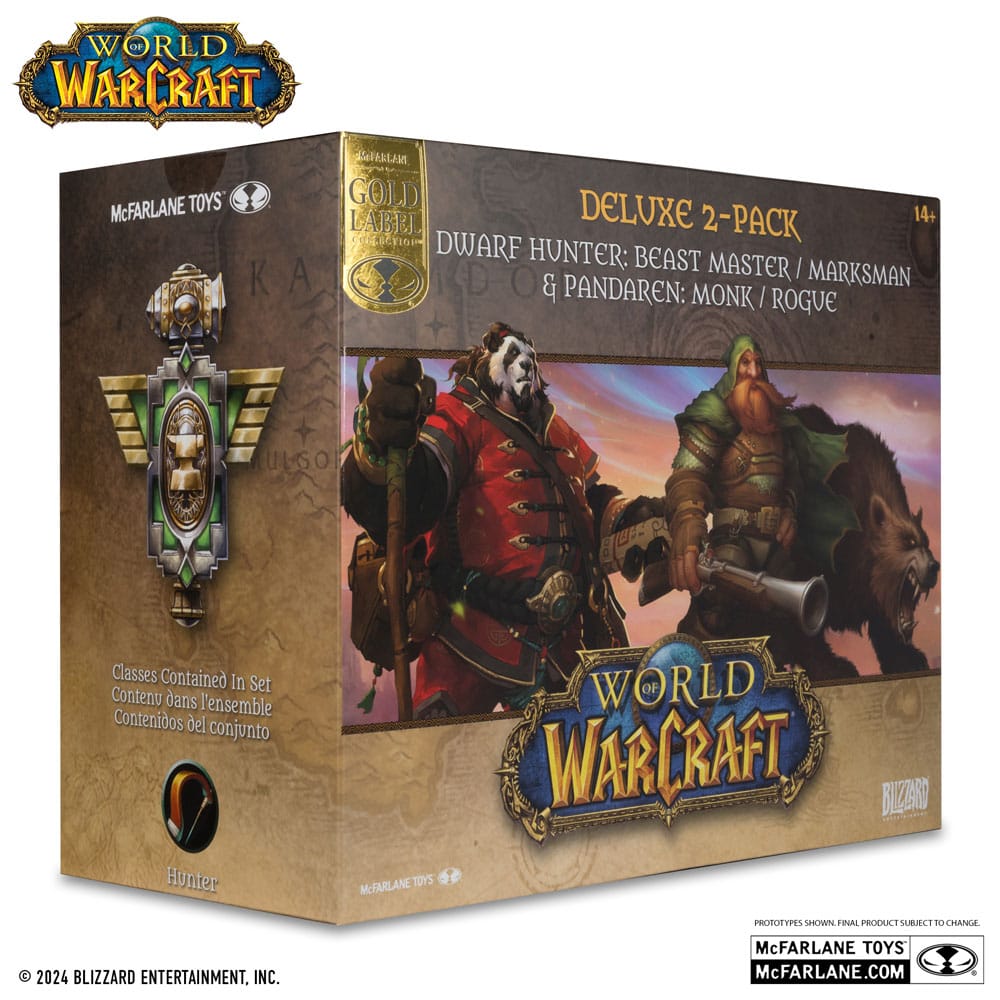 World of Warcraft Pack 2 statuettes PVC 1/12 Dwarf Hunter: Beast Master & Pandaren: Monk (Gold Label) 15 cm