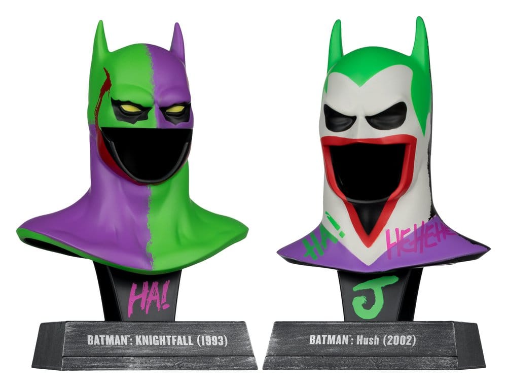 Batman DC Direct mini réplique 1/3 Pack de 2 masques de Batman Hush & Knightfall (Jokerized) (Gold Label) 18 cm
