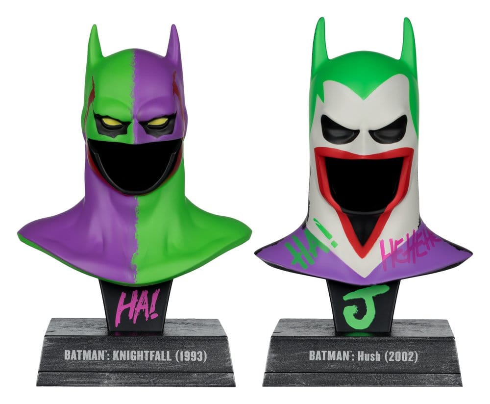Batman DC Direct mini réplique 1/3 Pack de 2 masques de Batman Hush & Knightfall (Jokerized) (Gold Label) 18 cm