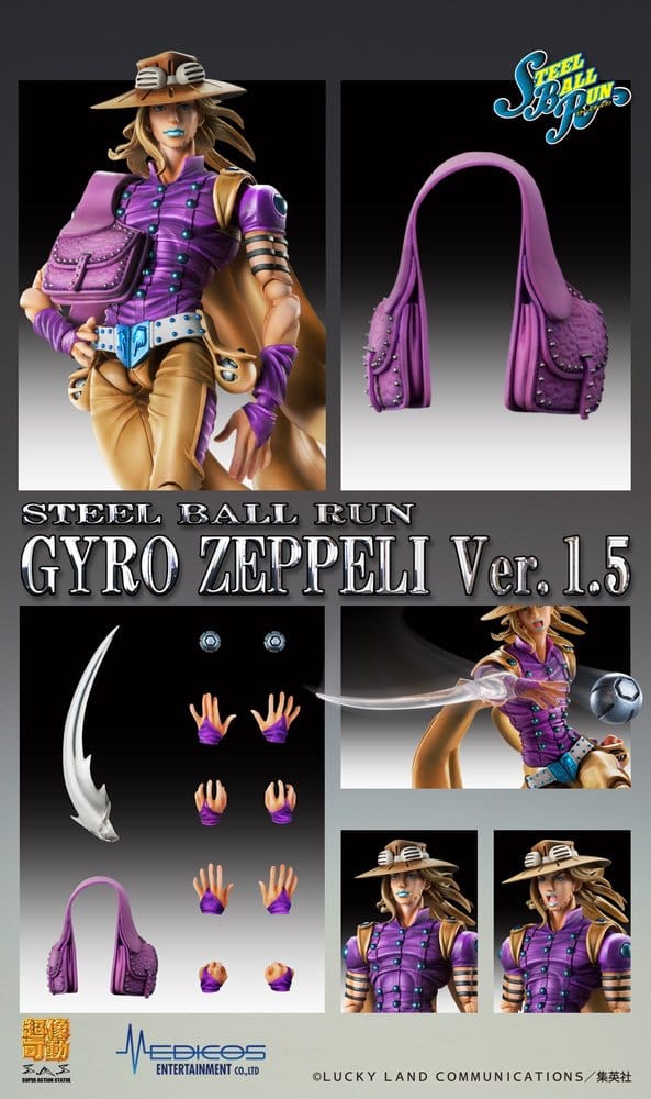 JoJo's Bizarre Adventure Part 7: Steel Ball Run figurine Super Action Chozokado Gyro Zeppeli Ver.1.5 16 cm