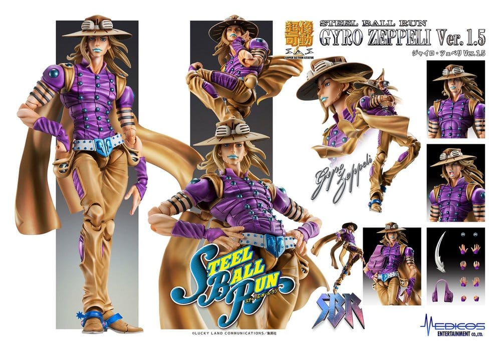 JoJo's Bizarre Adventure Part 7: Steel Ball Run figurine Super Action Chozokado Gyro Zeppeli Ver.1.5 16 cm