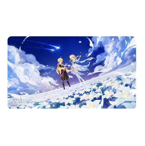 Genshin Impact Twin Stars on Floral Sea Tapis de souris Traveler - Aether & Lumine 70 x 40 cm