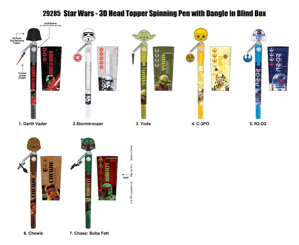 Star Wars 3D Head Topper Spinning Pen présentoir (12)
