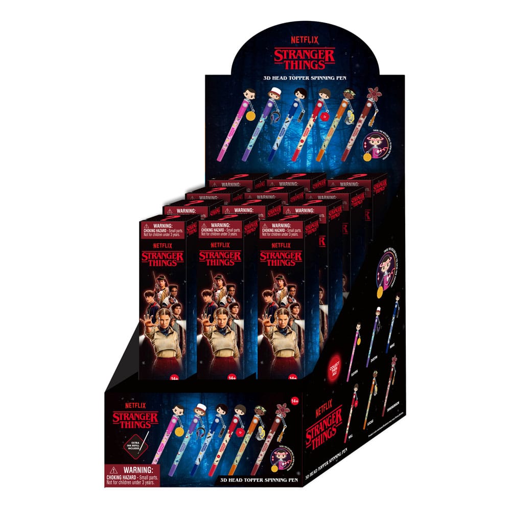Stranger Things présentoir Blind Box Stylos 3D Head Topper Spinning Pen (16)