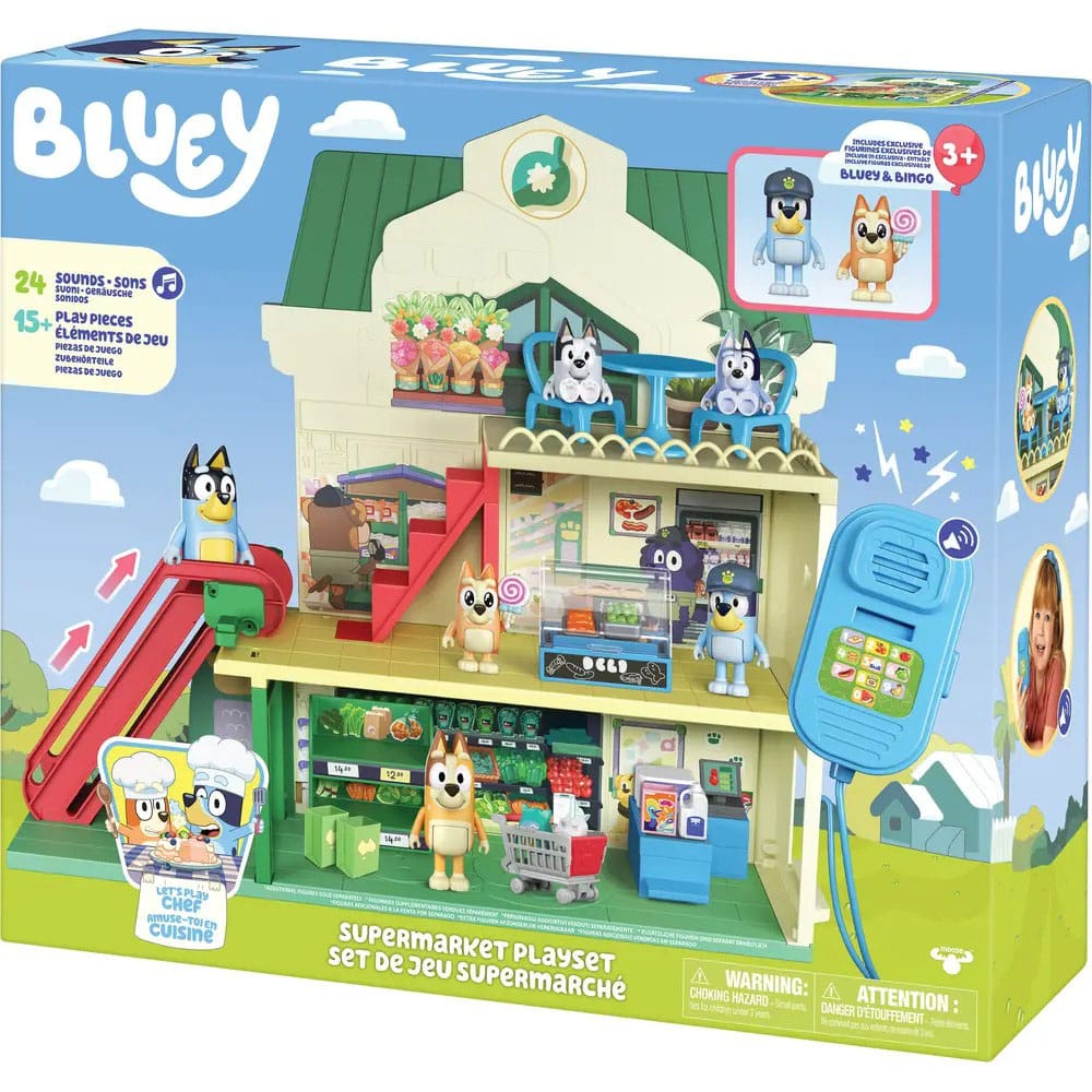 Bluey Set de jeu mini-figurines Bluey Let's Play Chef Supermarché