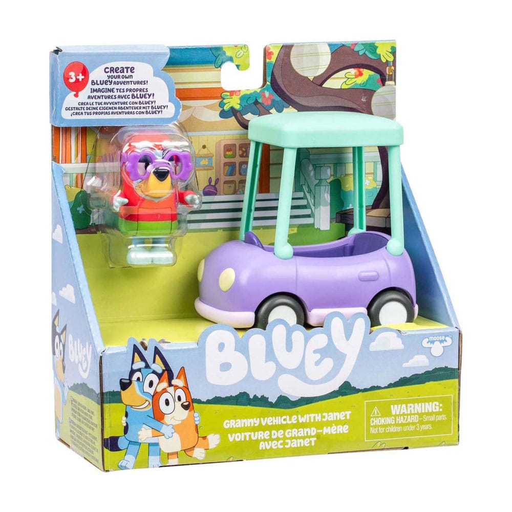 Bluey Set de jeu mini-figurines Janet & La voiture de grand-mère.