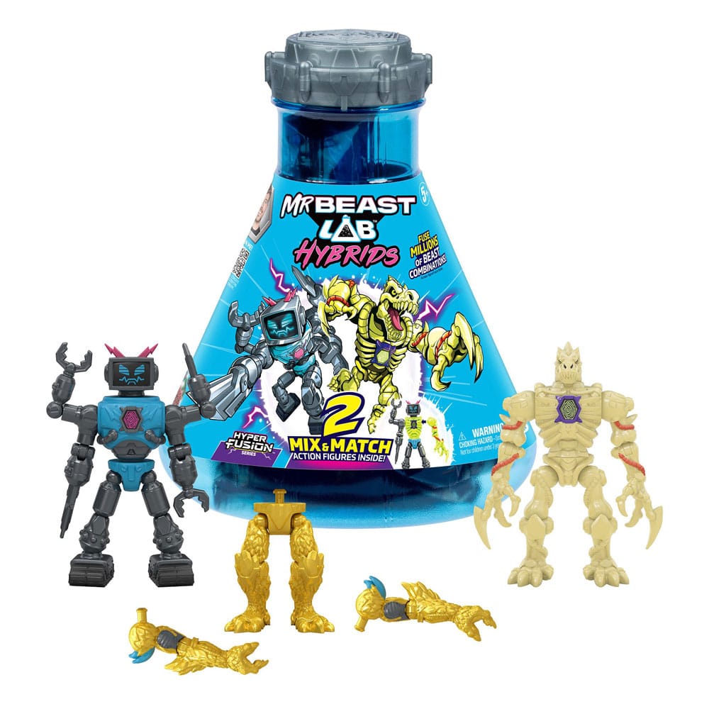 Mr. Beast Lab Hybrids Series 2 mini-figurines Pack de 2 Lab-Bot vs Gid Skeleton 11 cm