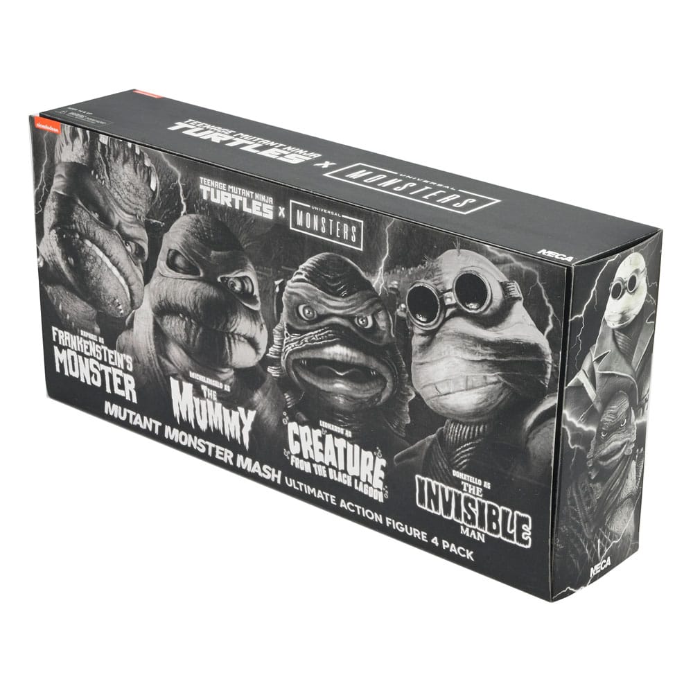 Universal Monsters x Teenage Mutant Ninja Turtles pack 4 figurines Turtles Black & White 18 cm