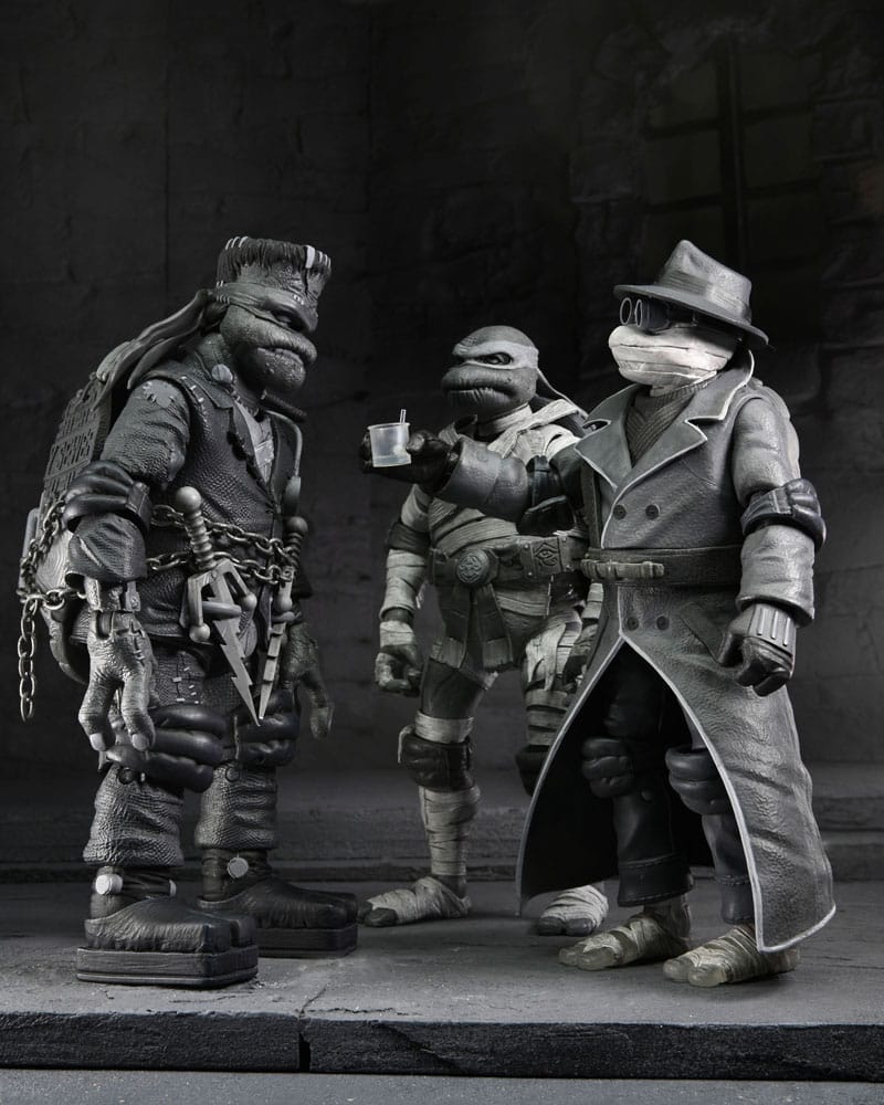 Universal Monsters x Teenage Mutant Ninja Turtles pack 4 figurines Turtles Black & White 18 cm
