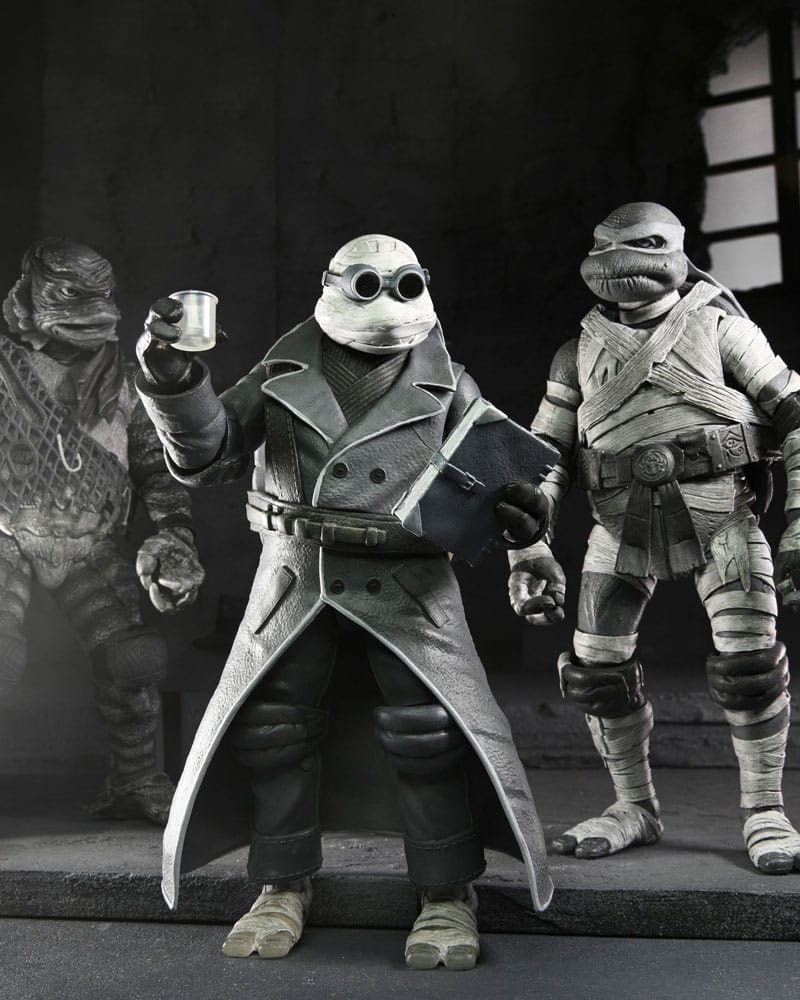 Universal Monsters x Teenage Mutant Ninja Turtles pack 4 figurines Turtles Black & White 18 cm