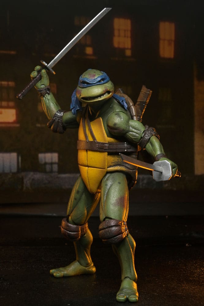 Tortues Ninja (1990 Movie) figurine Roof Top Battle Shredder vs Leo 18 cm