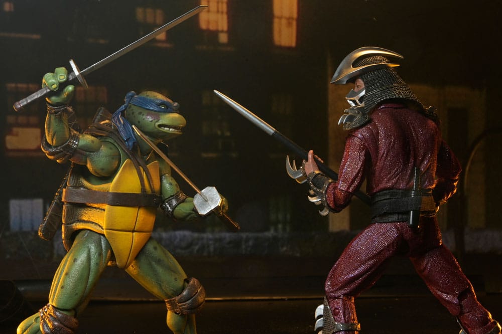 Tortues Ninja (1990 Movie) figurine Roof Top Battle Shredder vs Leo 18 cm