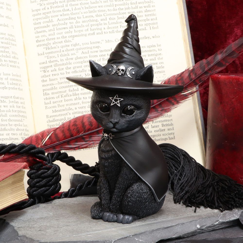 Purrah - Figurine de chat de sorcières avec chapeau occulte 13.5cm
