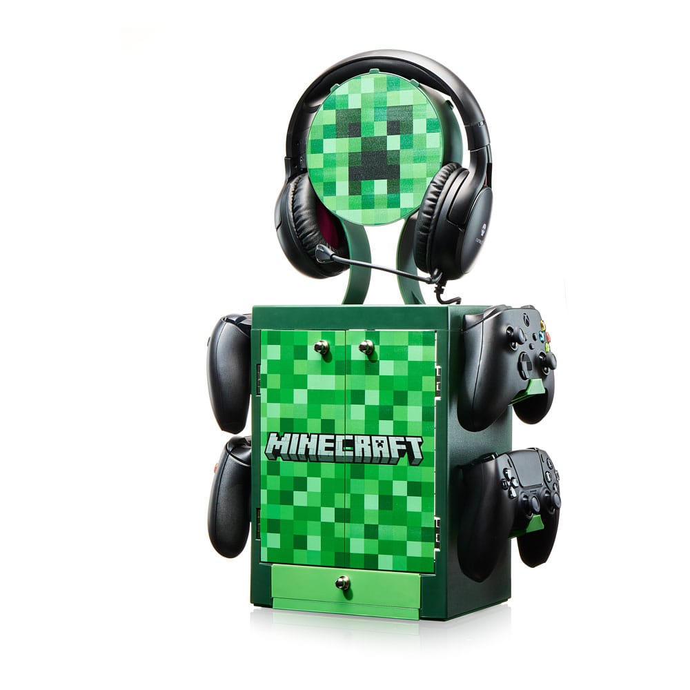 Numskull - Minecraft - Meuble de rangement de jeux inspiré du Creeper pour 4 manettes - 10 jeux - 1 casque