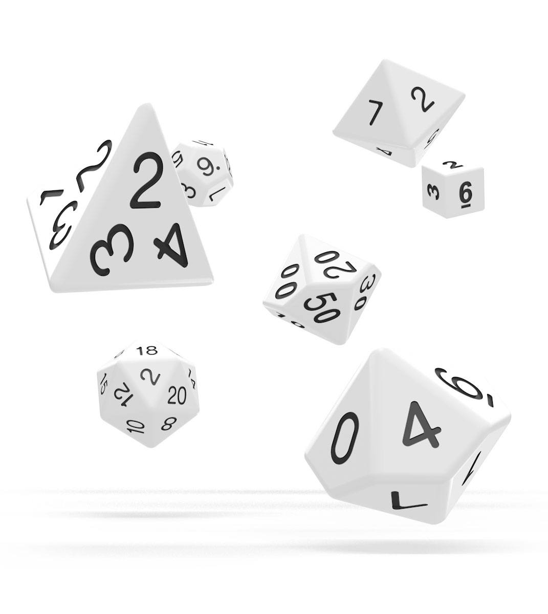 Oakie Doakie Dice dés RPG-Set Solid - Blanc (7)