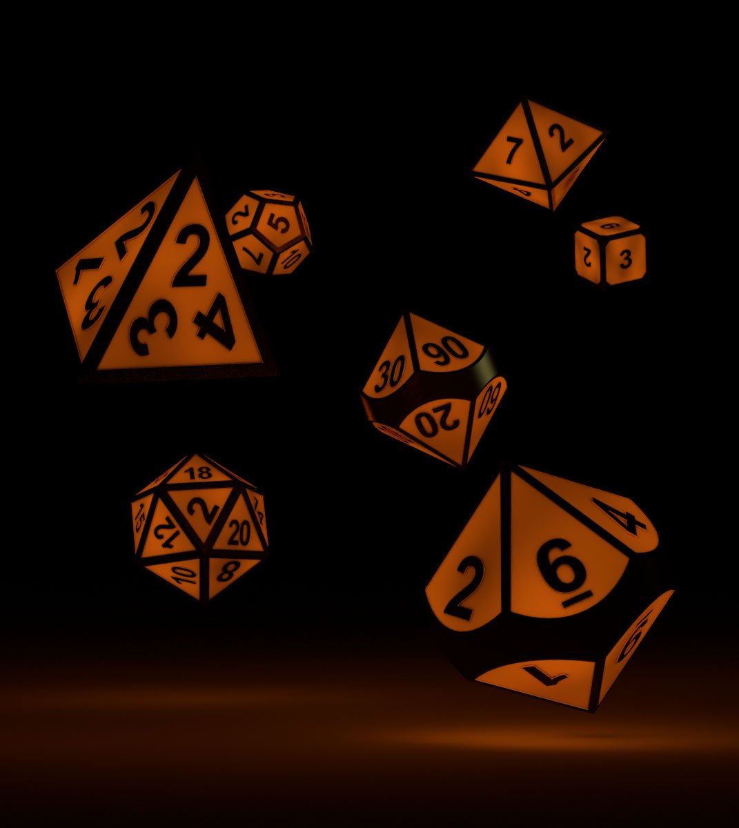 Oakie Doakie Dice dés RPG-Set Metal Glow in the Dark - Golden Princess (7)