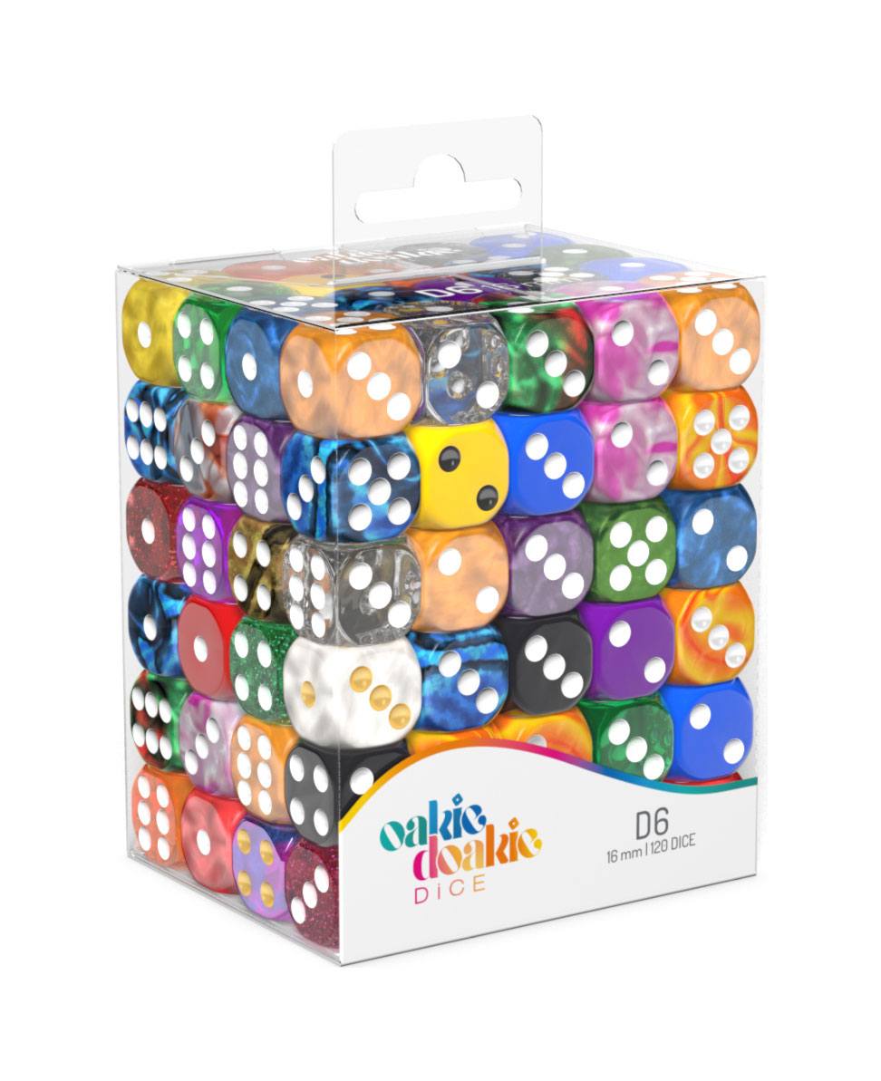 Oakie Doakie Dice dés Retail Pack D6 16 mm Mixed (120)