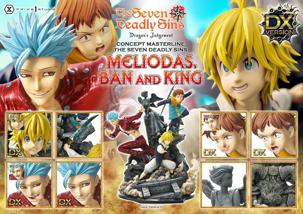 Seven Deadly Sins Concept Masterline Series statuette Meliodas, Ban and King Deluxe Version 55 cm