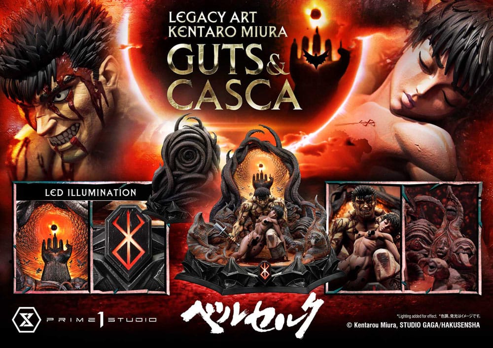Berserk statuette Legacy Art Kentaro Miura 1/4 Guts & Casca Bonus Version 72 cm