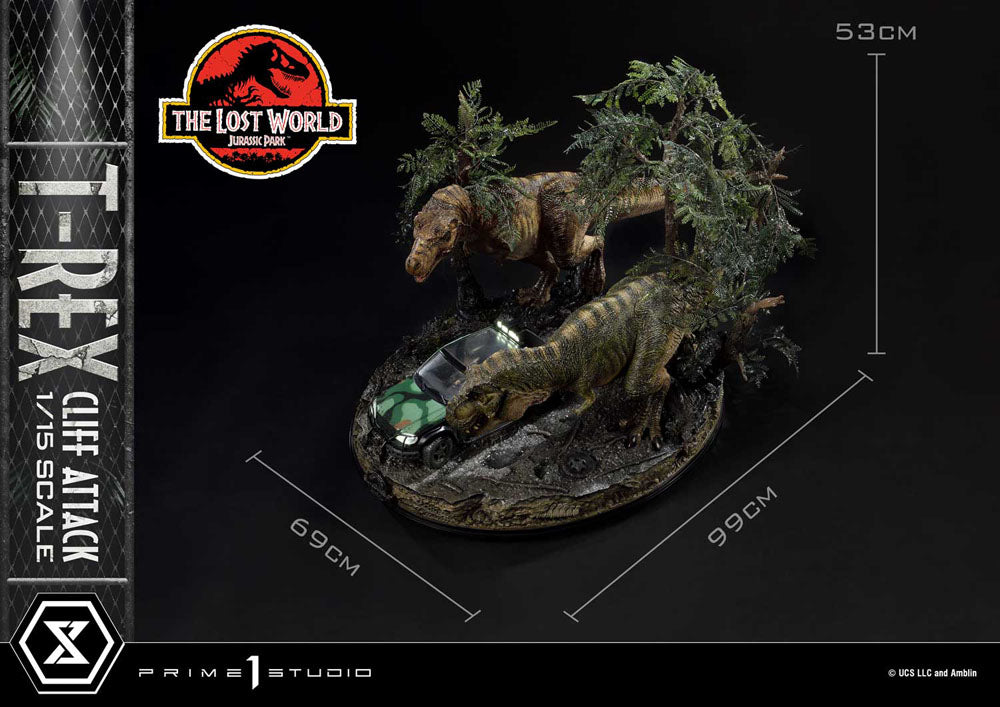 Jurassic World: The Lost World statuette 1/15 T-Rex Cliff Attack Bonus Version 53 cm