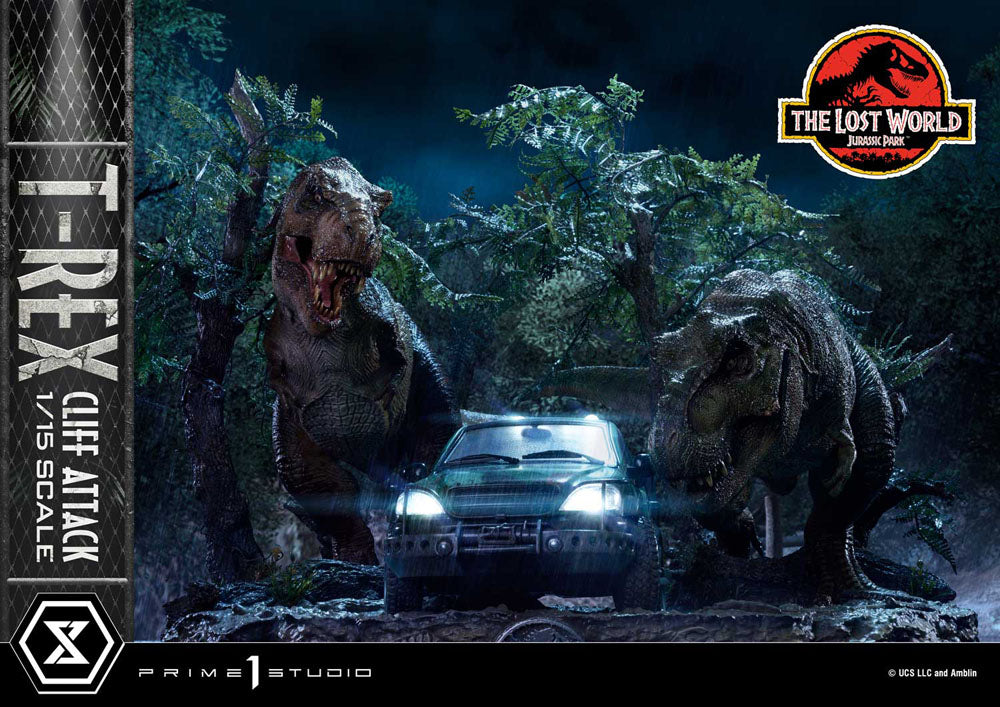 Jurassic World: The Lost World statuette 1/15 T-Rex Cliff Attack Bonus Version 53 cm