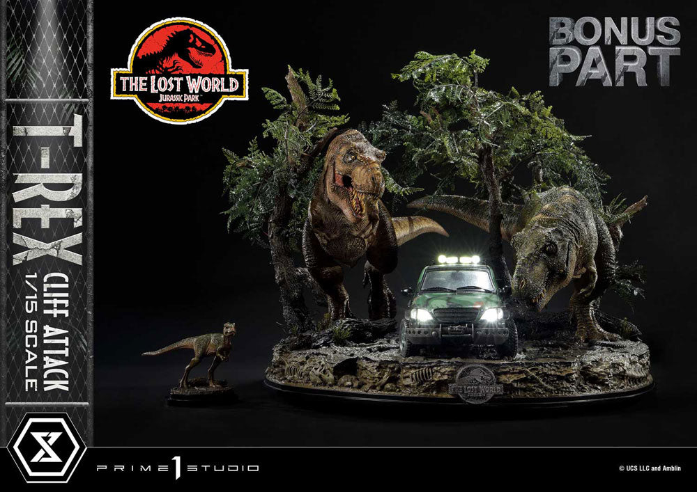 Jurassic World: The Lost World statuette 1/15 T-Rex Cliff Attack Bonus Version 53 cm