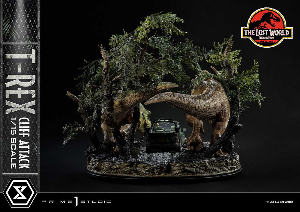 Jurassic World: The Lost World statuette 1/15 T-Rex Cliff Attack Bonus Version 53 cm