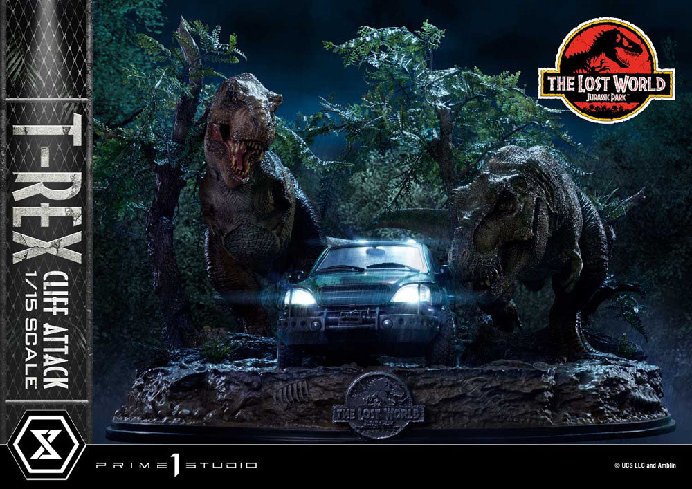Jurassic World: The Lost World statuette 1/15 T-Rex Cliff Attack Bonus Version 53 cm
