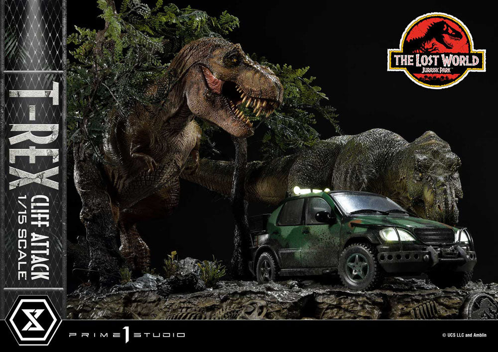 Jurassic World: The Lost World statuette 1/15 T-Rex Cliff Attack Bonus Version 53 cm