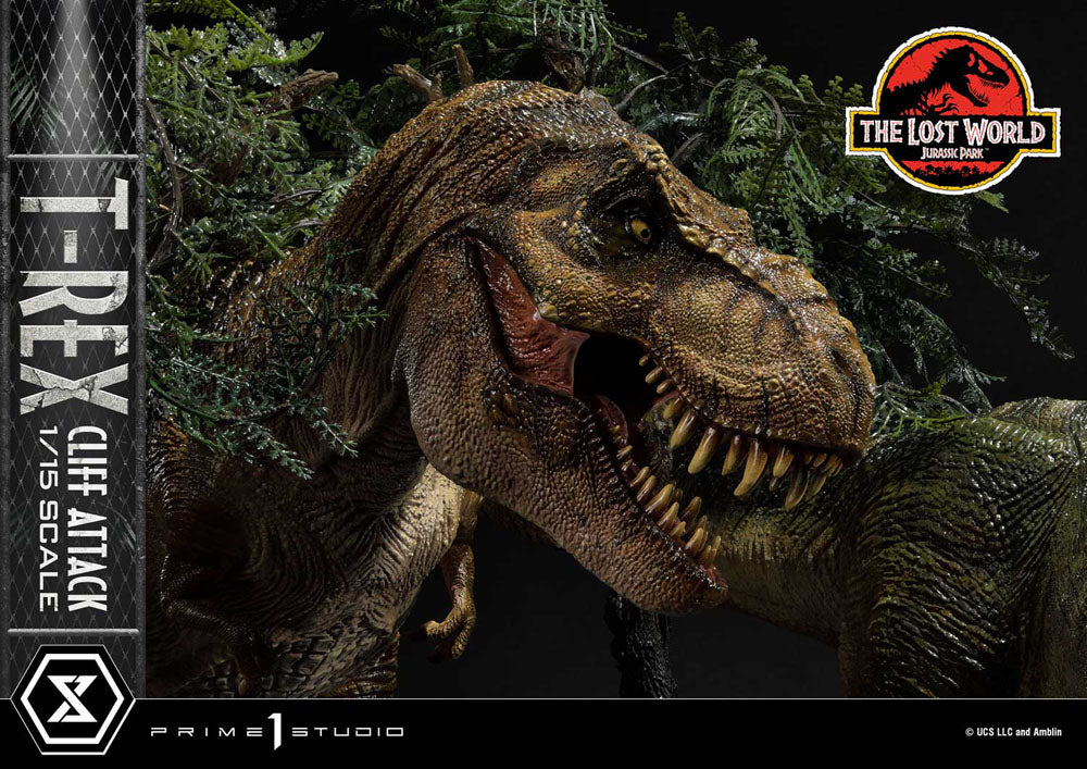 Jurassic World: The Lost World statuette 1/15 T-Rex Cliff Attack Bonus Version 53 cm