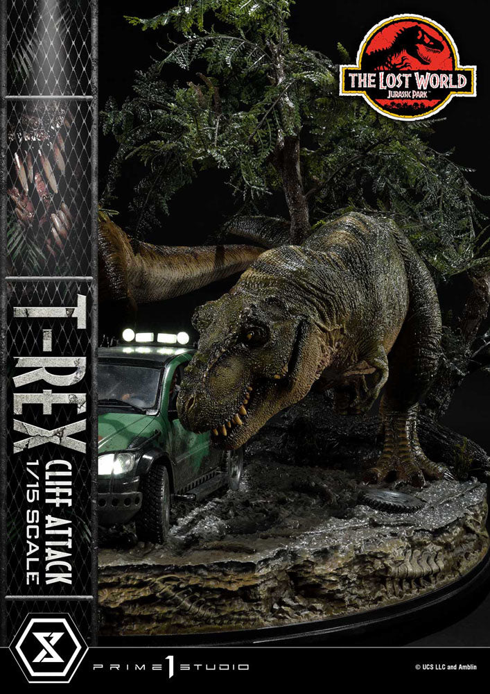 Jurassic World: The Lost World statuette 1/15 T-Rex Cliff Attack Bonus Version 53 cm
