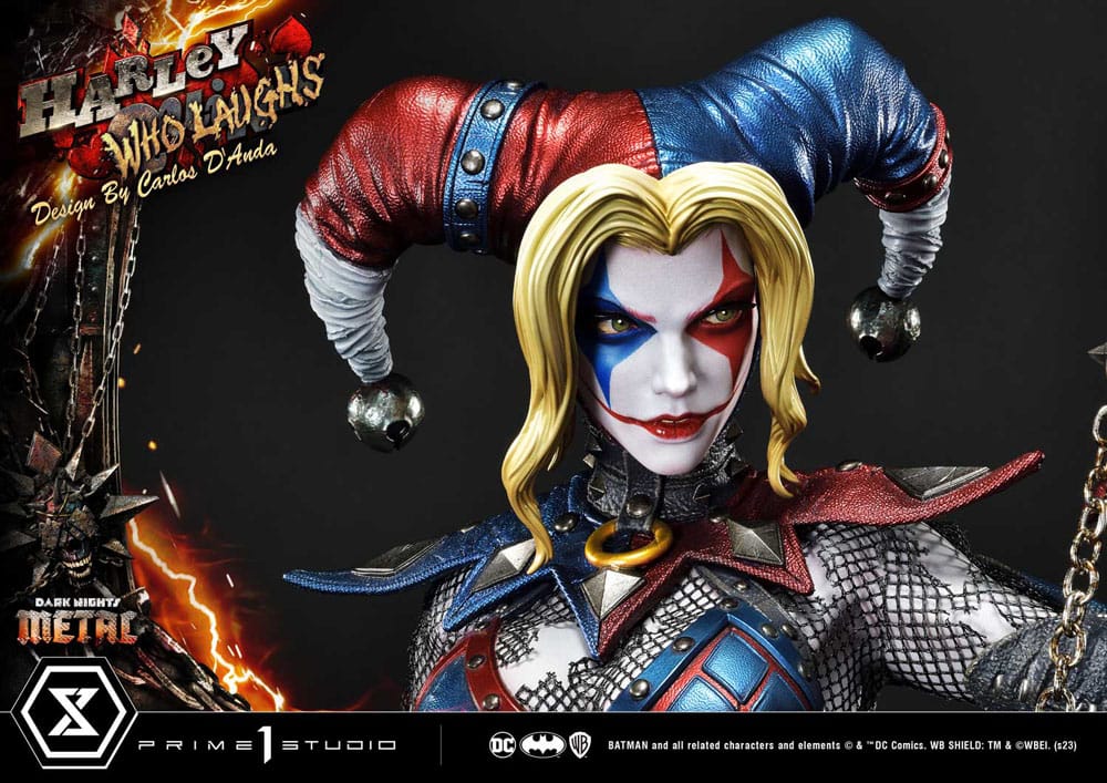 Dark Nights: Metal statuette Museum Masterline Series 1/3 Harley Quinn Who Laughs Concept Design by Caelos D`anda Deluxe Version 78 cm
