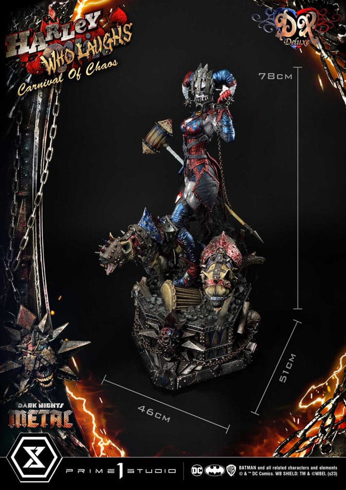 Dark Nights: Metal statuette Museum Masterline Series 1/3 Harley Quinn Who Laughs Concept Design by Caelos D`anda Deluxe Version 78 cm
