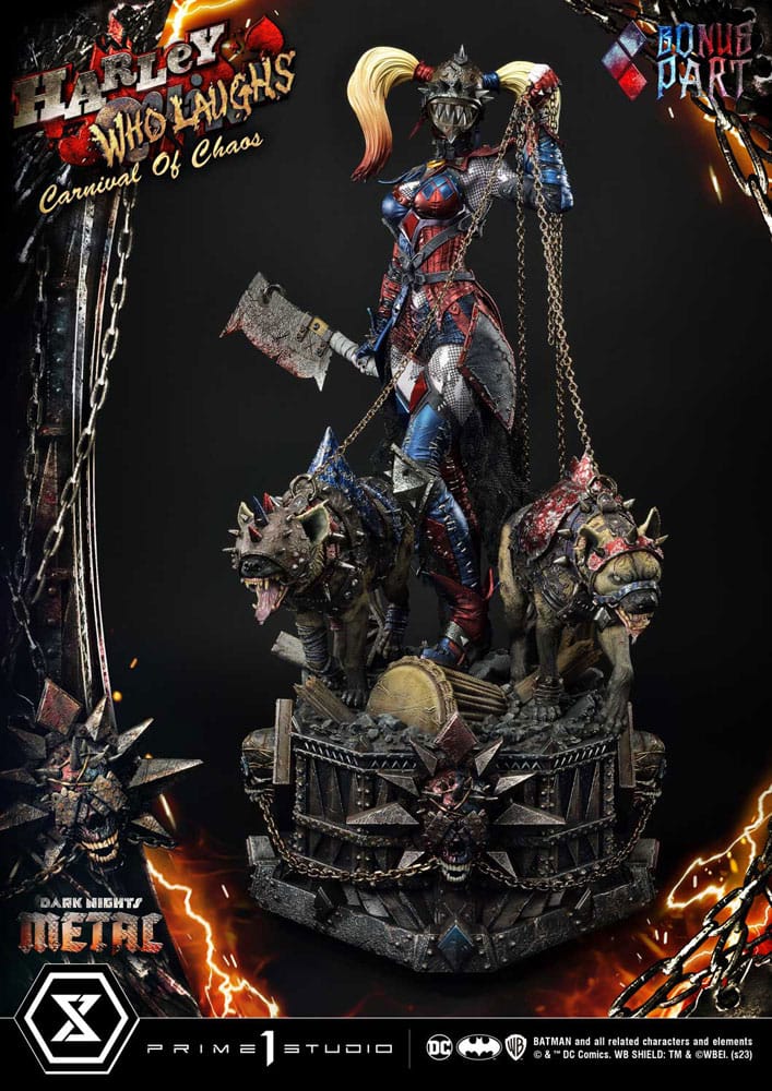 Dark Nights: Metal statuette Museum Masterline Series 1/3 Harley Quinn Who Laughs Concept Design by Caelos D`anda Deluxe Bonus Version 78 cm