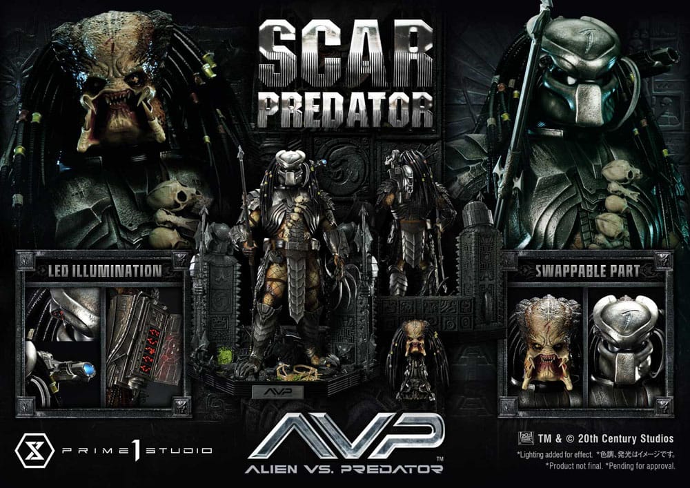 The Alien vs. Predator statuette Museum Masterline Series 1/3 Scar Predator 93 cm