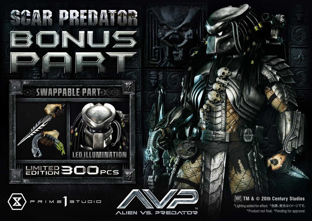 The Alien vs. Predator statuette Museum Masterline Series 1/3 Scar Predator Deluxe Bonus Version 93 cm