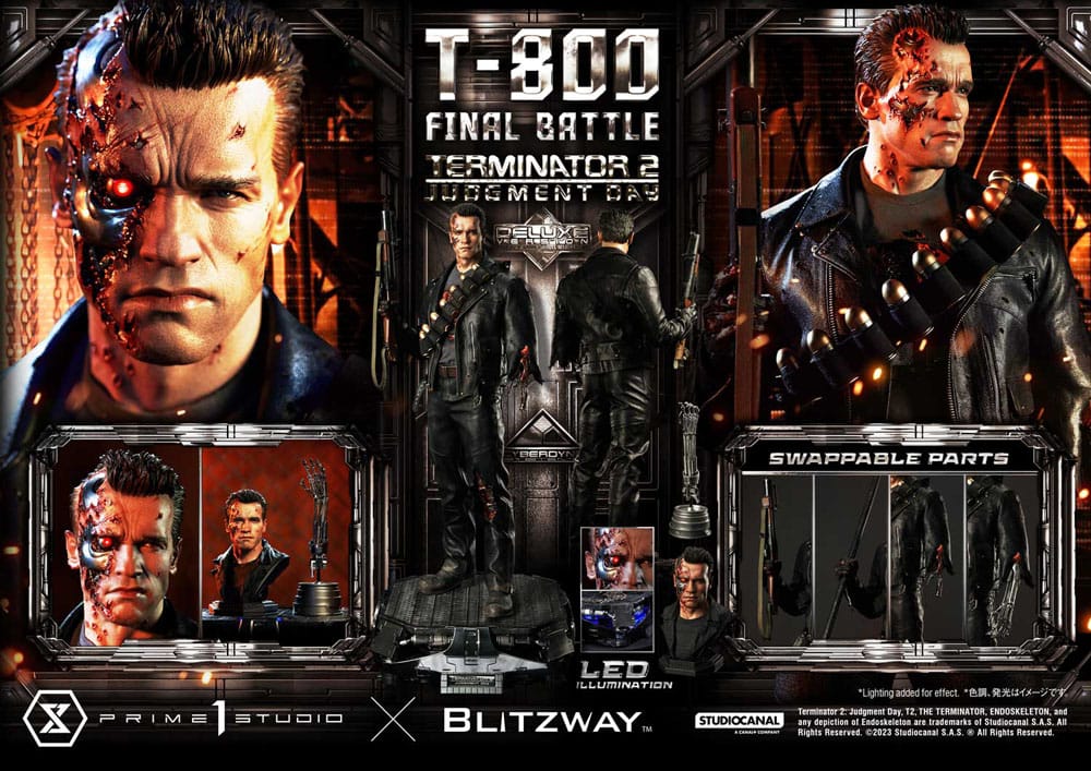 Terminator 2 statuette Museum Masterline Series 1/3 T-800 Final Battle Deluxe Bonus Version 75 cm